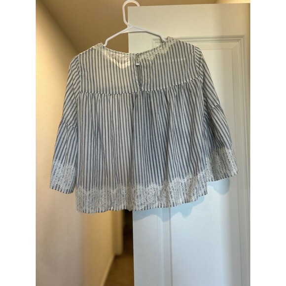 Zara Trafaluc Collection Women's Lace Detail On Blue/White Stripes Top, Size S - Picture 3 of 7